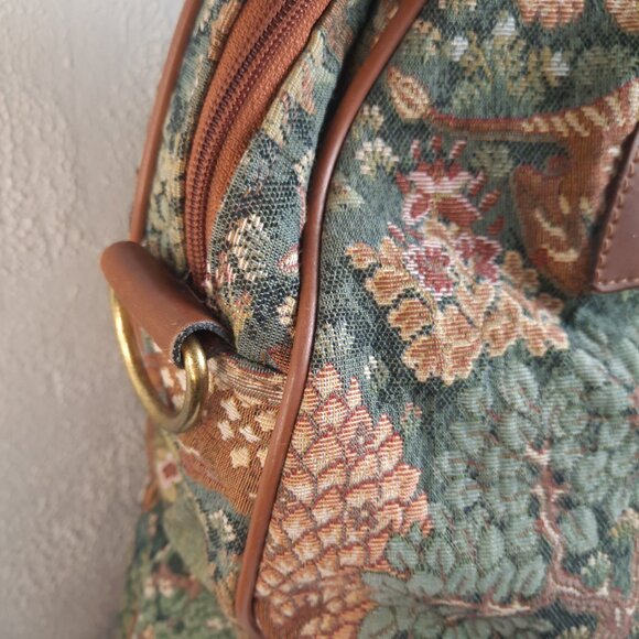Vintage Expandable Tapestry Bag Overnight Bag  Tote Pegasus Cottagecore Floral - Picture 13 of 16